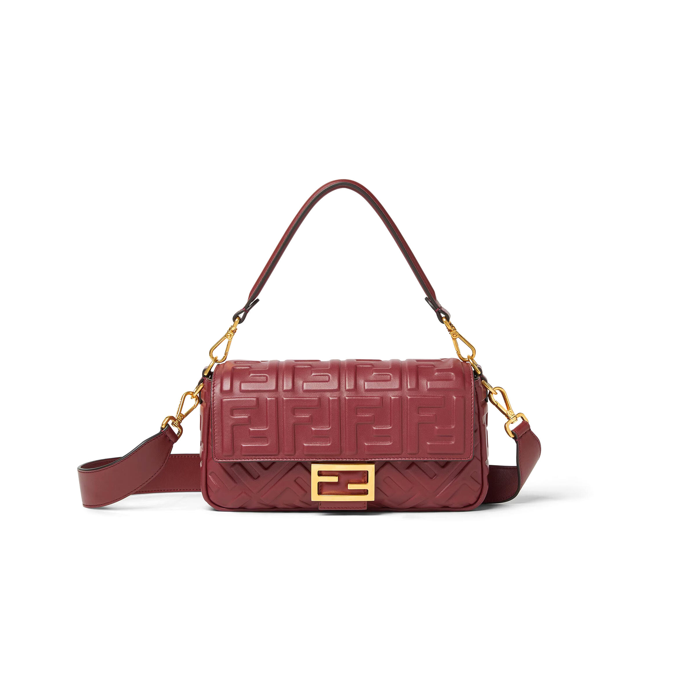 F**di baguette burgundy leather bag 8br600at57f1cgf (27*15*6cm)